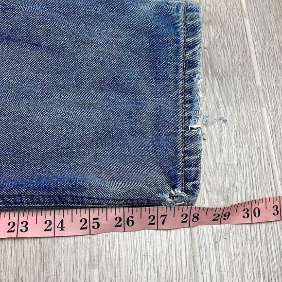 Full Blue Men's Men’s Heavily Distressed Straight Leg Jeans Blue Size 33x30 - Picture 9 of 12